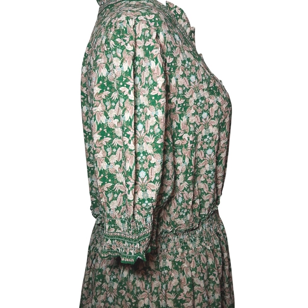 NWT Max Studio London Green Floral Smocked Tiered Maxi Dress 1X Boho Feminine - Picture 8 of 15